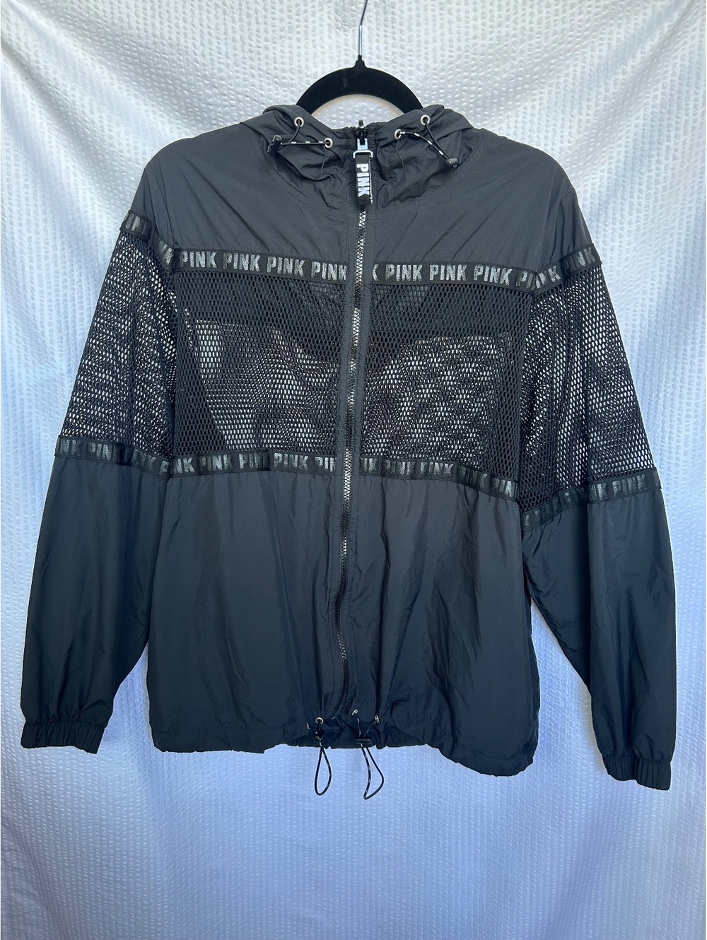 Victoria’s Secret PINK Y2K Black Mesh Windbreaker Jacket Size M/L